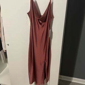 New satin dress with slit with tags!